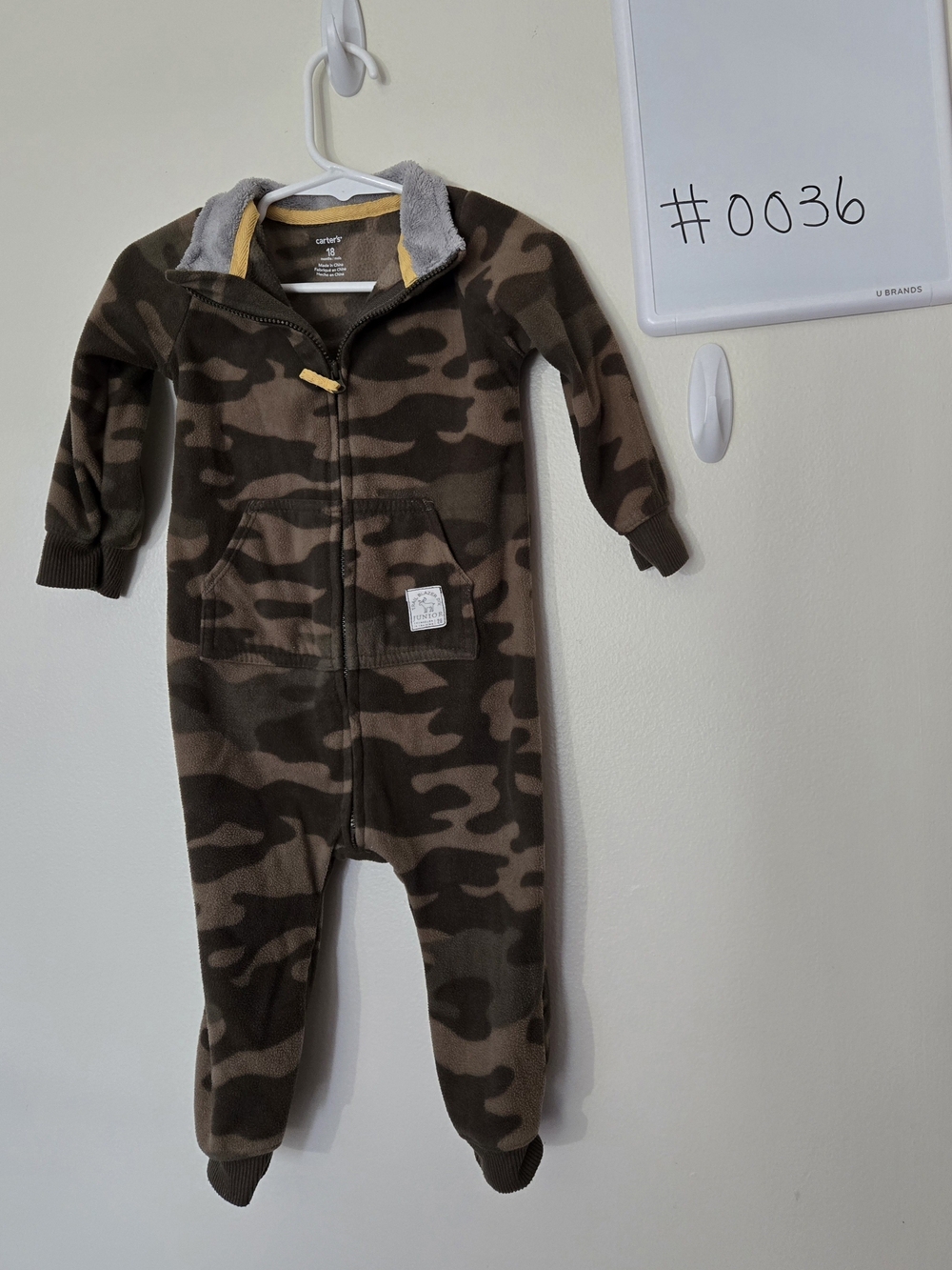 Carter's 18M Camouflage Fleece Footed One-Piece - Brown & Green #0036